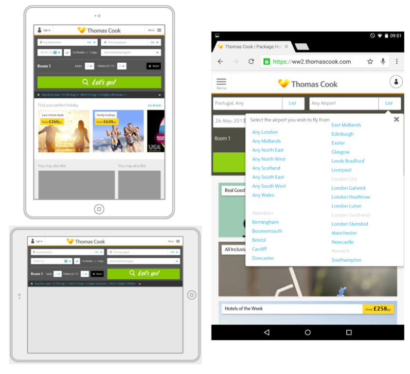 Sponsored hotel listings on search result page. 